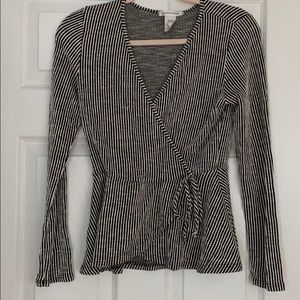 NWOT Stripped Cross-over Top